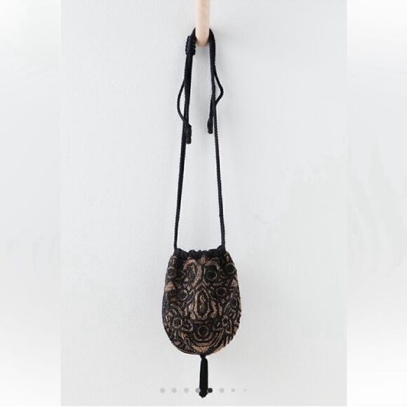 Free People Handbags - Free People Black Beaded Bucket Bag